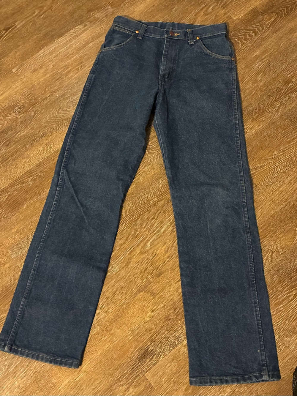 Wrangler Boys 16 Regular Cowboy Cut 13MWZBP Jeans Adjustable Waist Dark Wash